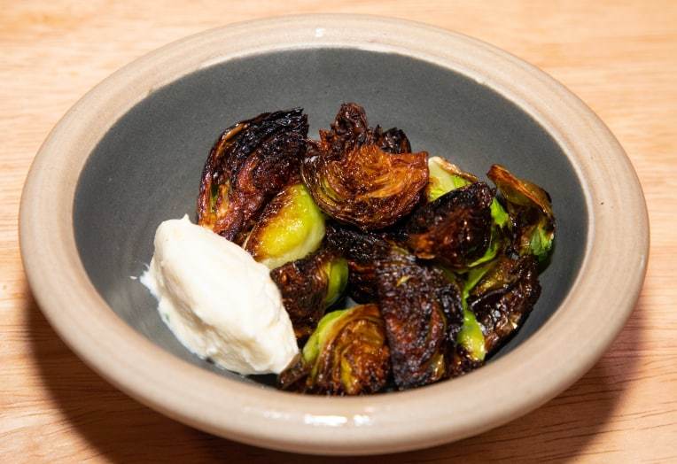 Crispy Sprouts with Whipped Creme Fraiche, Docelatte & Orange Dip with Extra Virgin Rapeseed Oil