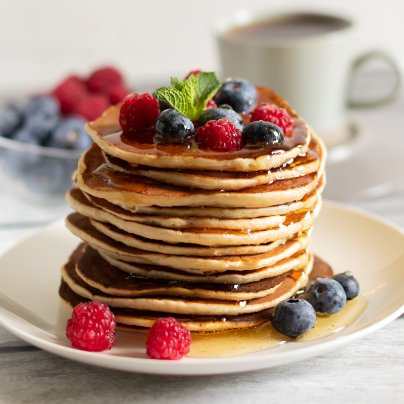 Basic Fluffy Pancakes with Mixed Berries & Nuts