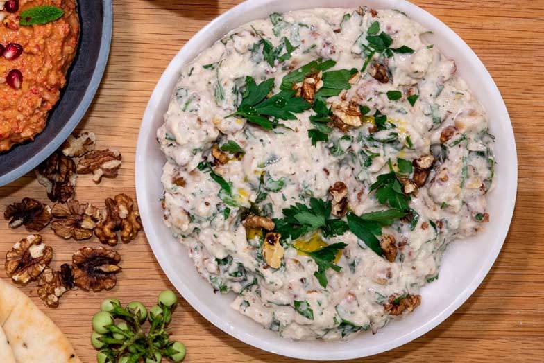 Aubergine Walnut and Parsley Dip