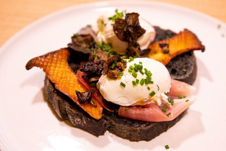 Poached Egg, Truffle Flavoured Rapeseed Oil, Mushroom and Speck Brunch Recipe