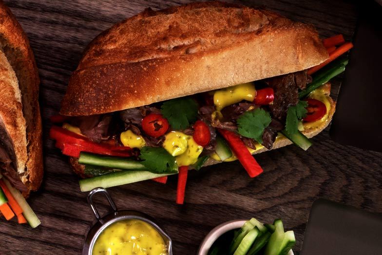 Pulled Lamb Bánh Mì with Mint Mayonnaise & Pickled Vegetables