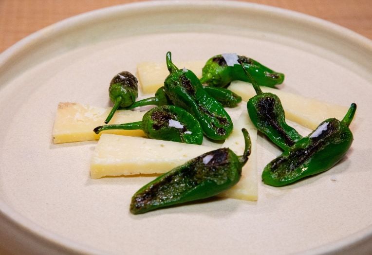 Grilled Padron Peppers and Garlic Oil for Cooking