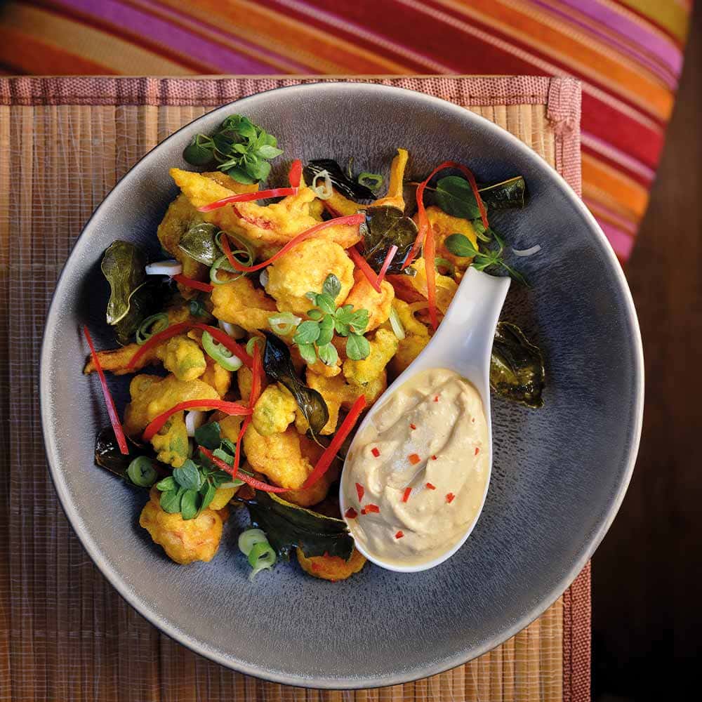 Tempura Vegetables with Sweet Chilli & Garlic Vegan Mayonnaise